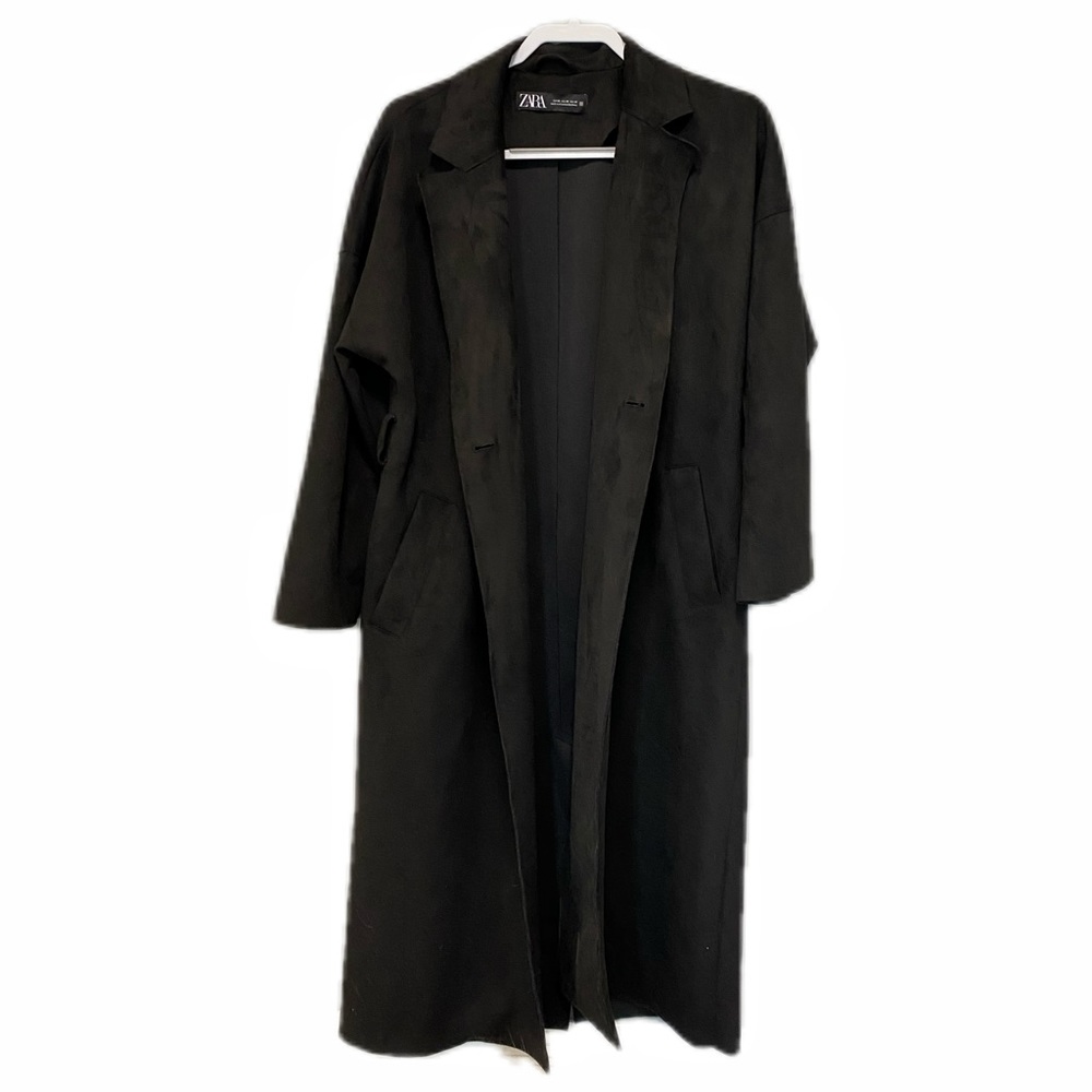 Black Suede Trench Coat from Zara
